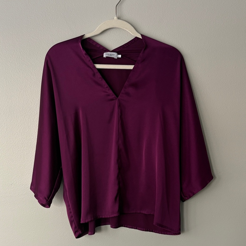 The Reset R Label Purple Women's V Neck  Blouse